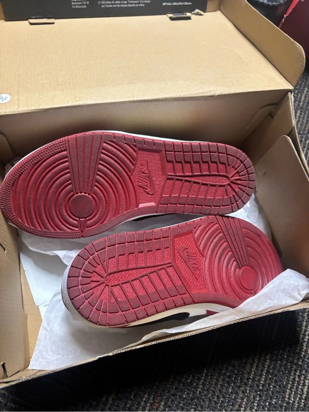 Nike Kids Red and White Low-Top Sneakers with Red Outsoles